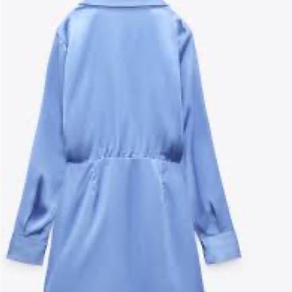 Zara Women's Light Blue Satin Wrap Dress - Picture 5 of 5